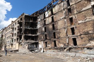 Edificis a Kíiv després d'un atac militar
