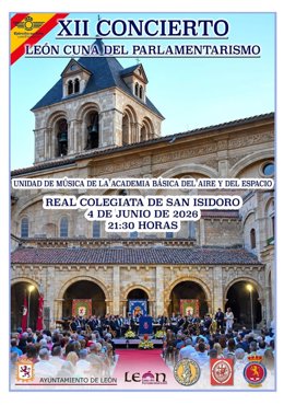 Cartel del concierto 'León Cuna del Parlamentarismo' que acogerá el claustro de San Isidoro este jueves.
