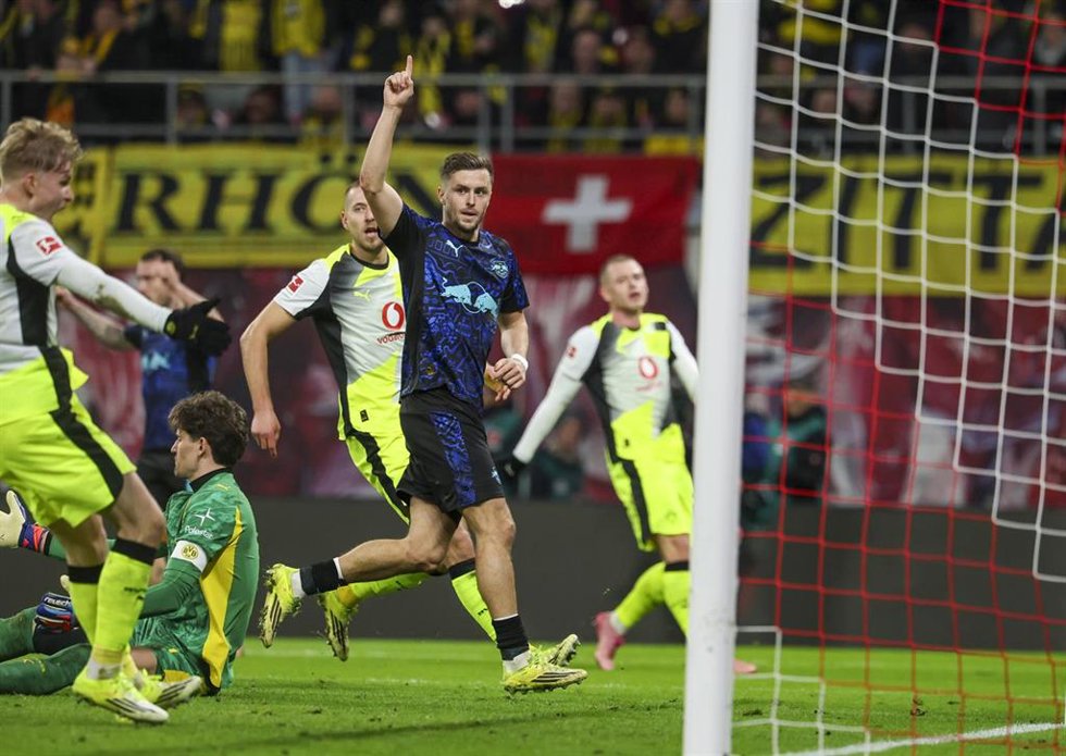 Archivo - Christoph Baumgartner celebra un gol con el RB Leipzig