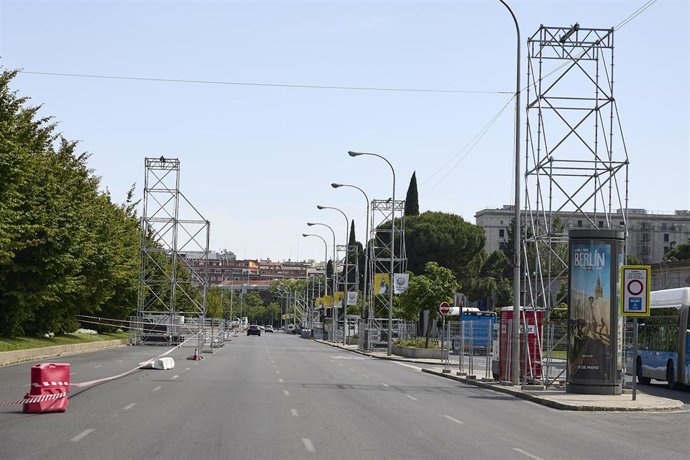 Preparativos para la visita del Papa, a 25 de mayo de 2026, en Madrid (España). Madrid afronta importantes restricciones de tráfico entre el 3 y el 9 de junio por los preparativos y la visita del Papa León XIV, con especial impacto en Cibeles, plaza de Li