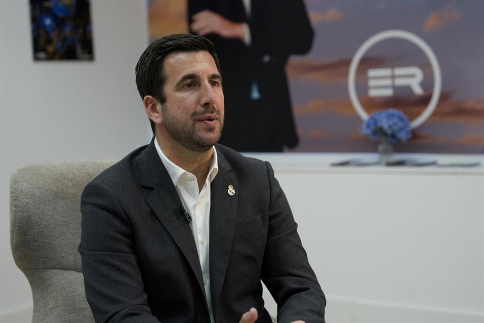 El candidato a la presidencia del Real Madrid Enrique Riquelme, en una entrevista a Europa Press.