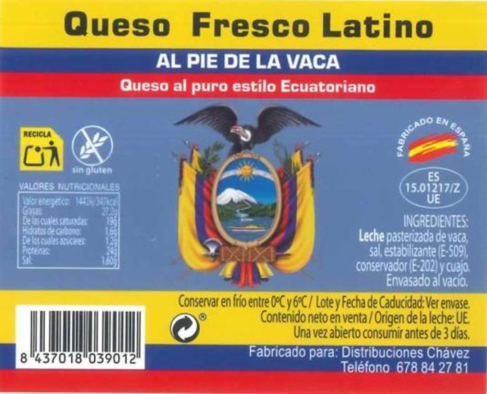 La AESAN alerta de la presencia de 'Listeria monocytogenes' en queso fresco de vaca procedente de España de cinco marcas