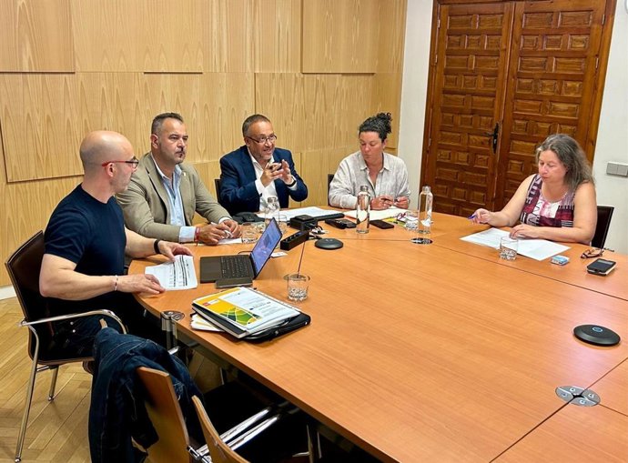 Representantes de la Diputación de León durante la reunión telemática con la Asociación de Desarrollo de la Región del Alto Tâmega (Adrat).