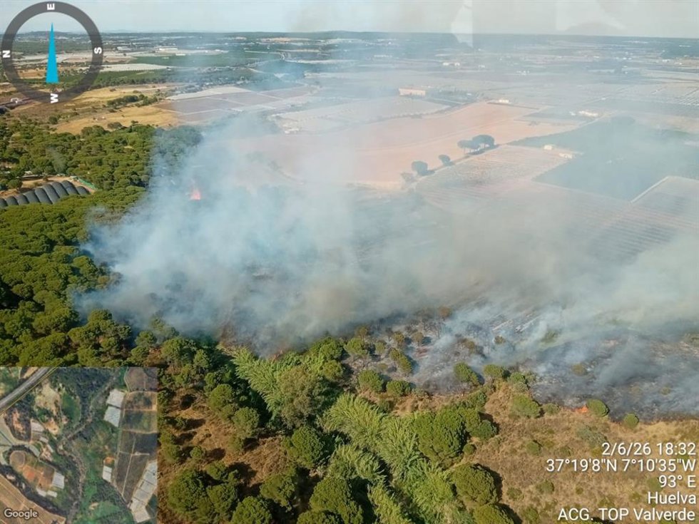 Incendio declarado en un paraje de Cartaya (Huelva)