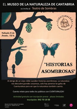 Cartel del cuentacuentos programado para el 6 de junio en el Museo de la Naturaleza de Cantabria