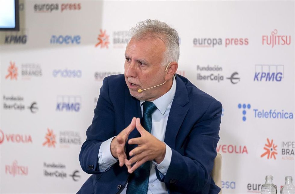 El ministro de Política Territorial y Memoria Democrática, Ángel Víctor Torres, durante un Desayuno Informativo de Europa Press, en el Hotel Hyatt Regency Hesperia, a 28 de mayo de 2026, en Madrid (España).