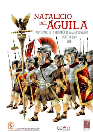 Ccartel diseñado por el ilustrador leonés Toño Benavides para la celebración del Natalicio del Águila.