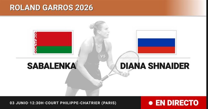 Aryna Sabalenka - Diana Shnaider: resumen y estadísticas del partido de Cuartos de final de Roland Garros WTA