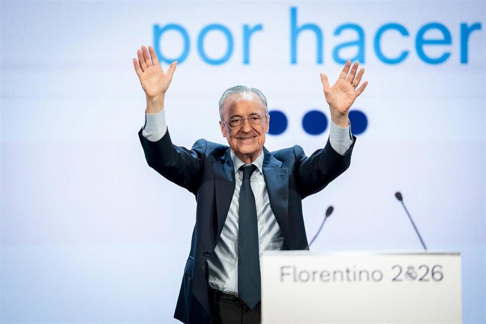 Florentino Pérez durante la presentación de su candidatura para las elecciones al Real Madrid