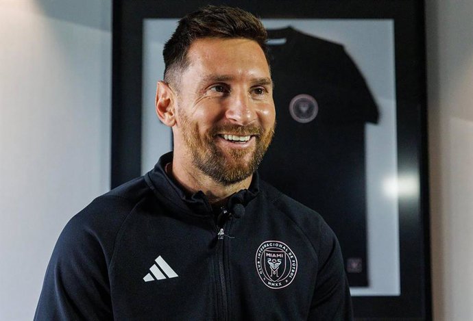 Archivo - 17 August 2023, US, Fort Lauderdale: Inter Miami's Lionel Messi reacts during a press conference at DRV PNK Stadium. Photo: Carline Jean/TNS via ZUMA Press Wire/dpa