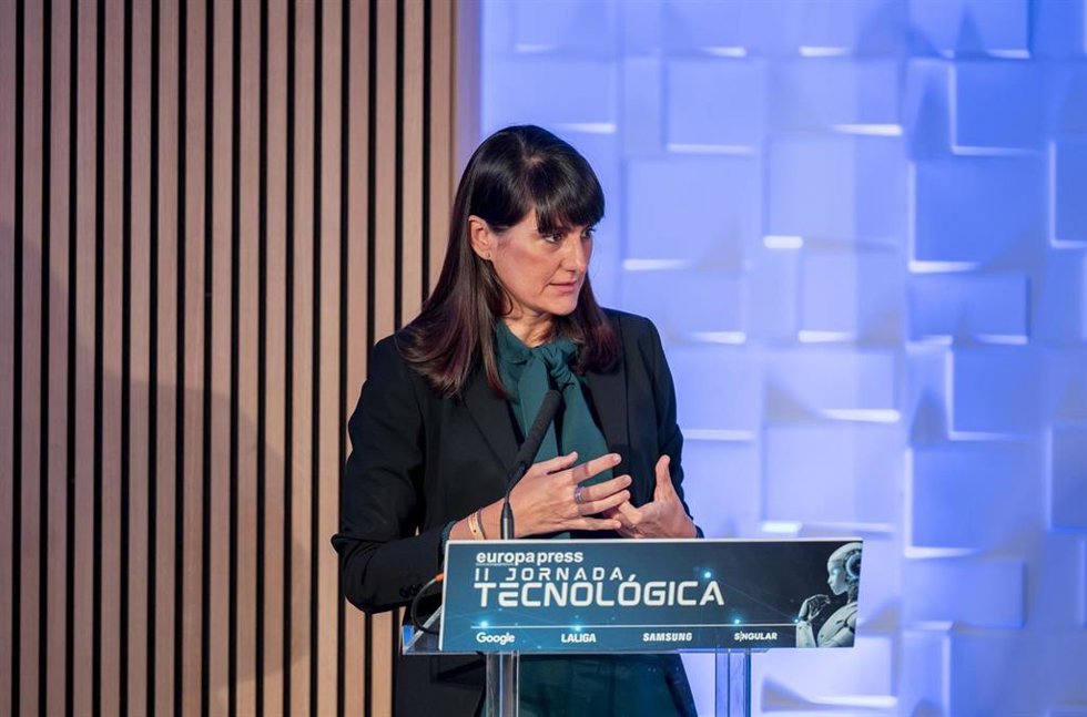 La secretaria de Estado de digitalización y IA, María González Veracruz, durante una Jornada Tecnológica organizada por Europa Press, en el Espacio Zénit the Venue, a 19 de mayo de 2026, en Madrid (España).