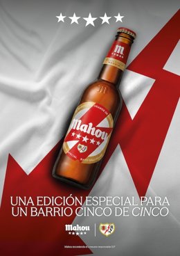 Mahou homenajea la temporada del Rayo Vallecano con una edición especial de su botella.