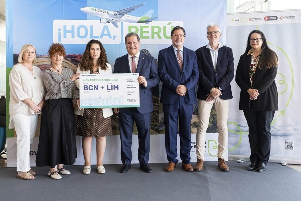 Imagen del vuelo inaugural de Level entre Barcelona y Lima (Perú).