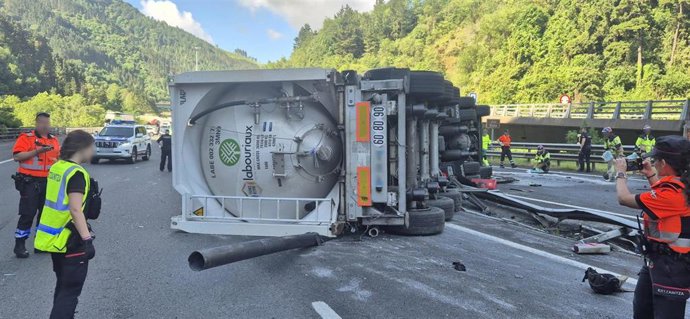 Trabajos en el lugar del accidente, en Elgoibar