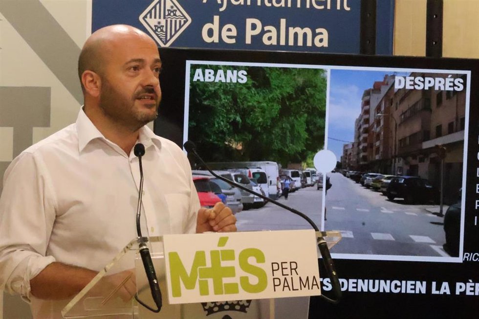 El regidor de MÉS per Palma en Cort Miquel Àngel Contreras, en una rueda de prensa.
