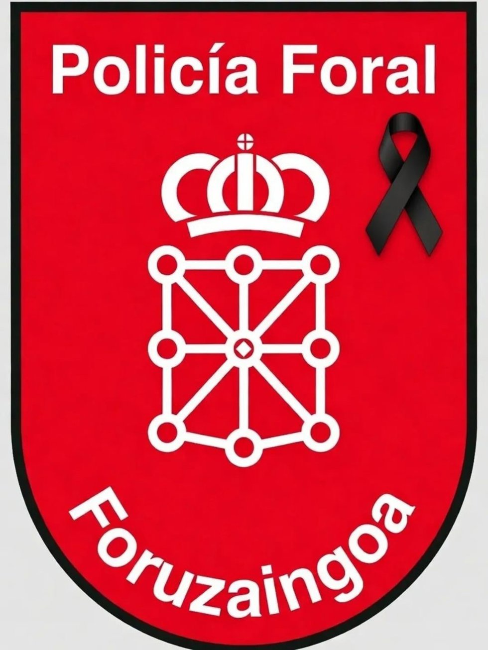 Escudo de la Policía Foral de luto.
