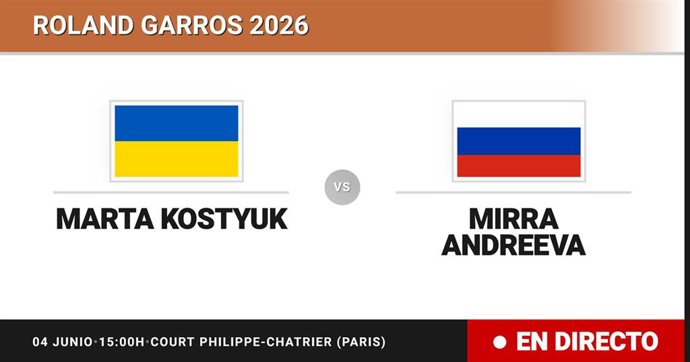 Marta Kostyuk - Mirra Andreeva: resumen y estadísticas del partido de Semifinal de Roland Garros WTA