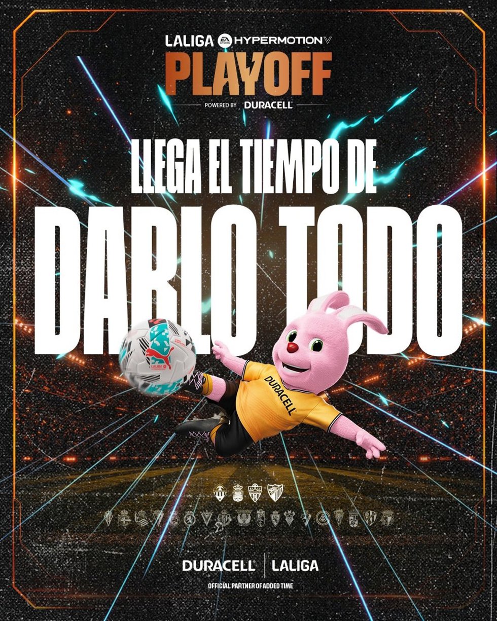 Grafismo de la activación de LaLiga y Duracell por los 'Playoffs' de LaLiga Hypermotion