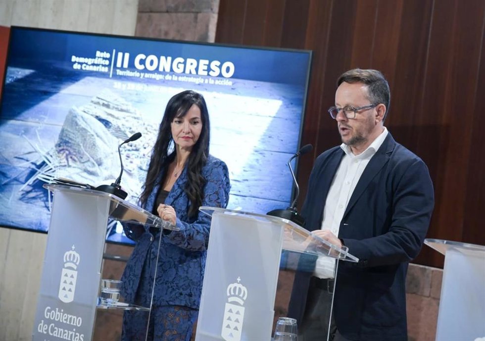 El viceconsejero del Gabinete del Presidente, Octavio Caraballo, durante la presentación del II Congreso de Reto Demográfico
