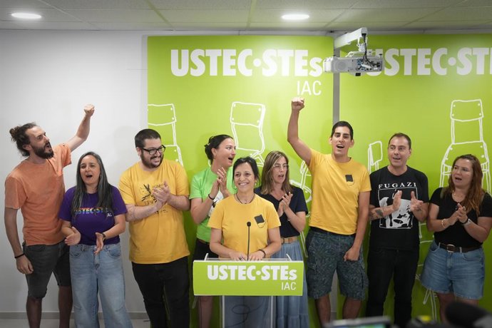 La portaveu d'Ustec·Stes, Iolanda Segura, durant una roda de premsa