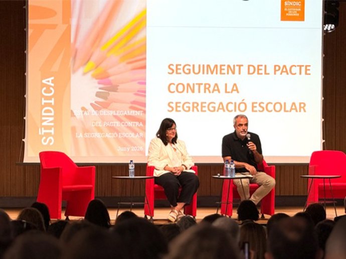 Momento de la sexta jornada anual para analizar el despliegue del Pacte contra la Segregació Escolar