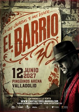Concierto de El Barrio anunciado para el 12 de junio de 2027 en Valladolid.