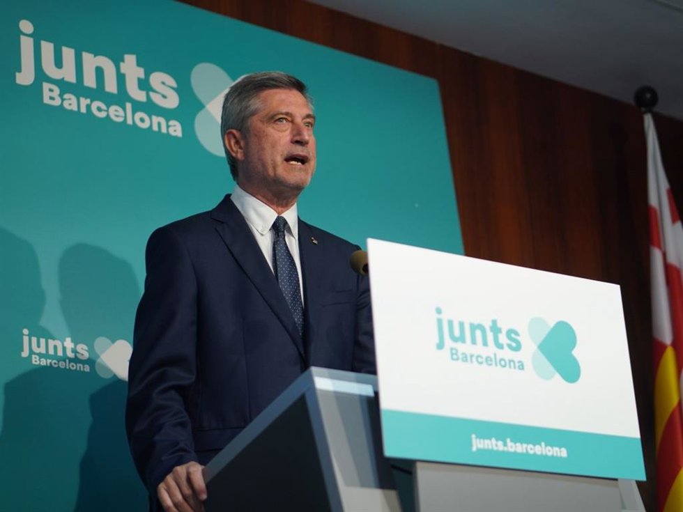 Archivo - El líder de Junts per Barcelona, Jordi Martí, en rueda de prensa este martes