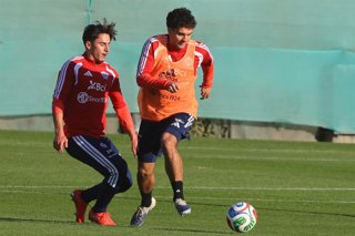 Futbol, Entrenamiento seleccion chilena. Entrenamiento de la seleccion chilena previo a los partidos amistosos contra Portugal y Republica Democratica del Congo. Complejo Deportivo Juan Pinto Duran Santiago, Chile. 25/05/2026 Jonnathan