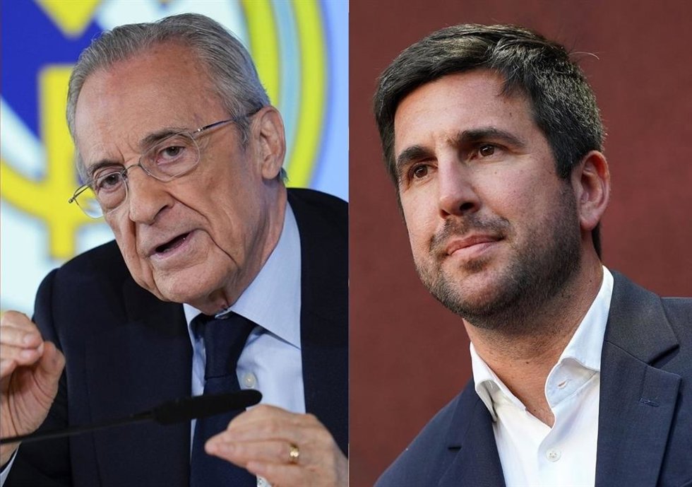 El presidente de ACS,  Florentino Pérez y  el consejero delegado de Cox Energy, Enrique Riquelme