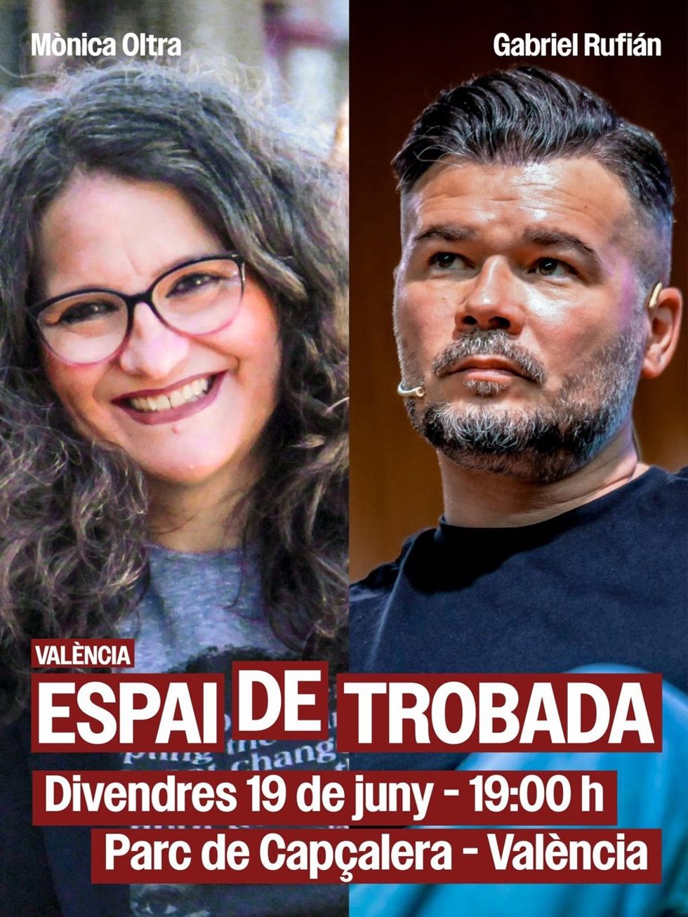 Gabriel Rufián y Mónica Oltra protagonizarán el 19 de junio en ValÈncia otro acto sobre el futuro de la izquierda