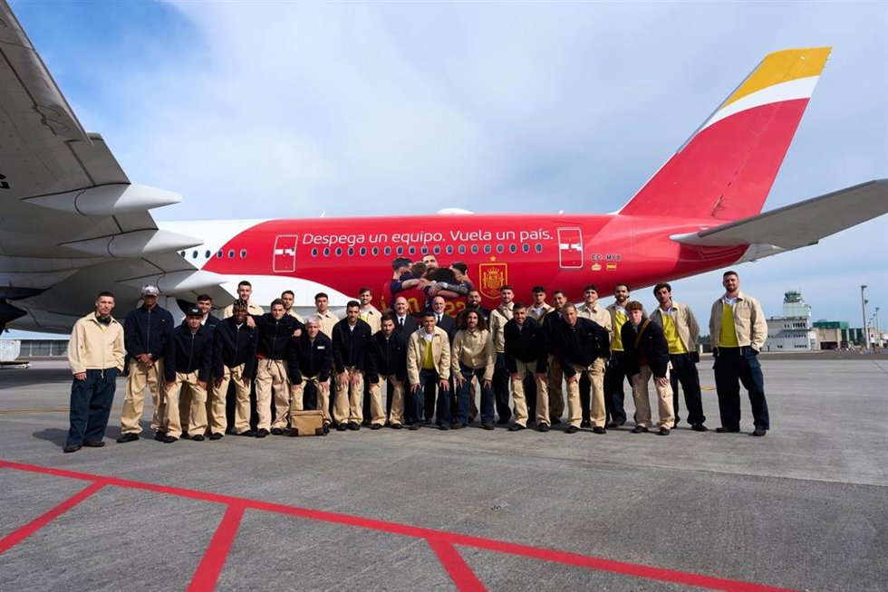 La selección española masculina de fútbol, antes de tomar su vuelo hacia Estados Unidos para afrontar el Mundial 2026
