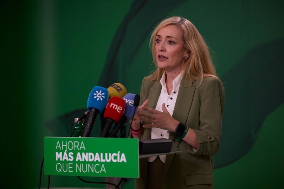 La secretaria de Empleo del PSOE-A y diputada Carmen Castilla en rueda de prensa.