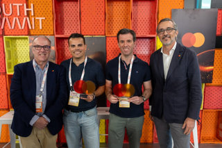 Paulo Raposo, director general de Mastercard en Portugal; Pedro Andrade, cofundador y CEO de Humanos (Portugal); Pablo Campos García, Chief Business Officer de Stamp (España); y Juan Pablo Vivas, director general de Mastercard en España
