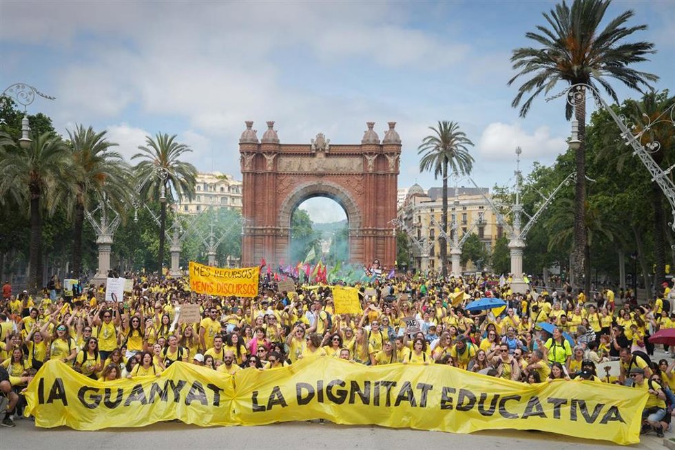 Manifestación docente en Arc de Triomf de Barcelona este viernes