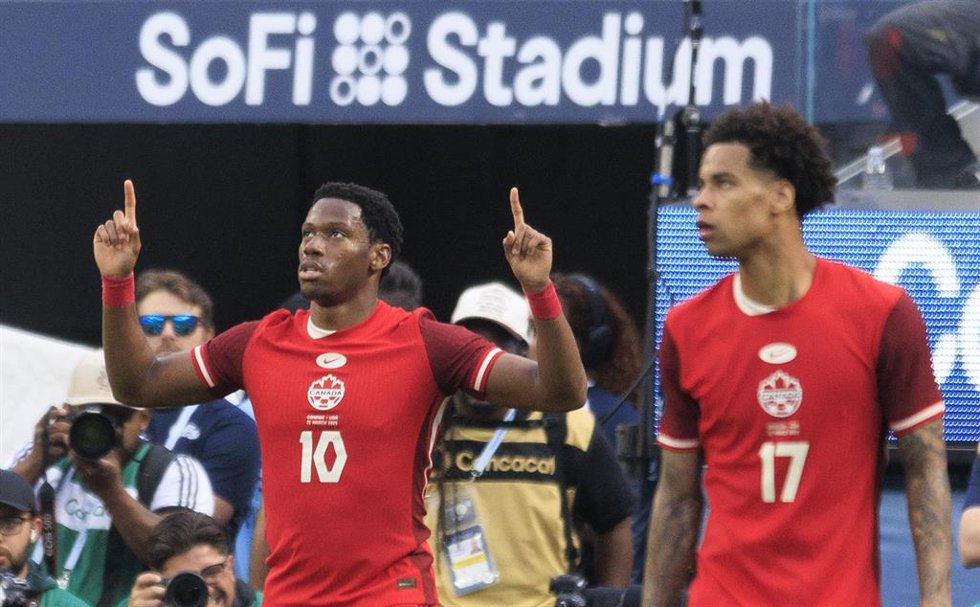 Archivo - Jonathan David celebra un gol con Canadá durante el partido por el tercer puesto de la Liga de Naciones de la CONCACAF ante Estados Unidos, en Inglewood, el 23 de marzo de 2025