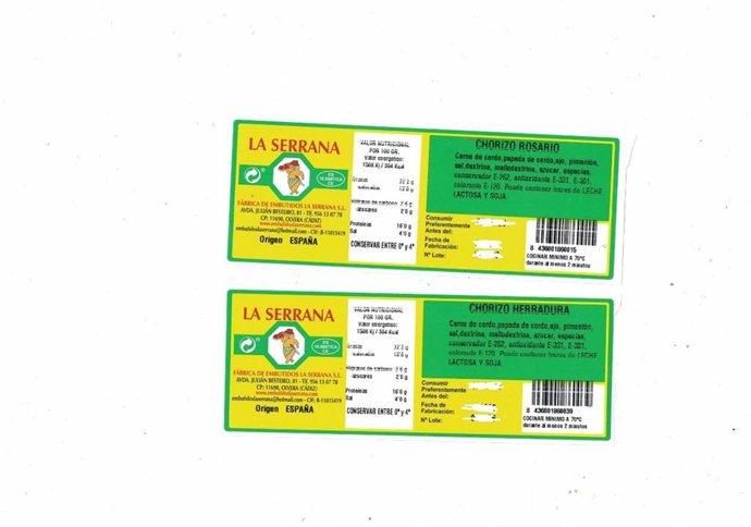 En concreto, se trata del lote OTE:200526 de ambas variedades con fecha de consumo preferente 20/08/2026, que se presentan sin envasar.