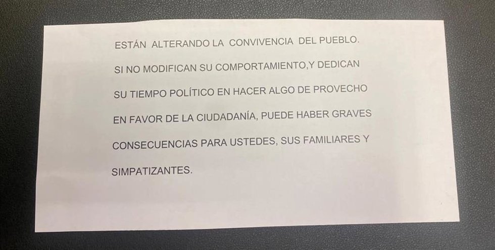 Carta recibida en la sede de Vox en Valladolid.