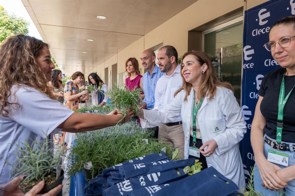 Reparto de plantones en el Hospital de Jaén con motivo del Día del Medio Ambiente.