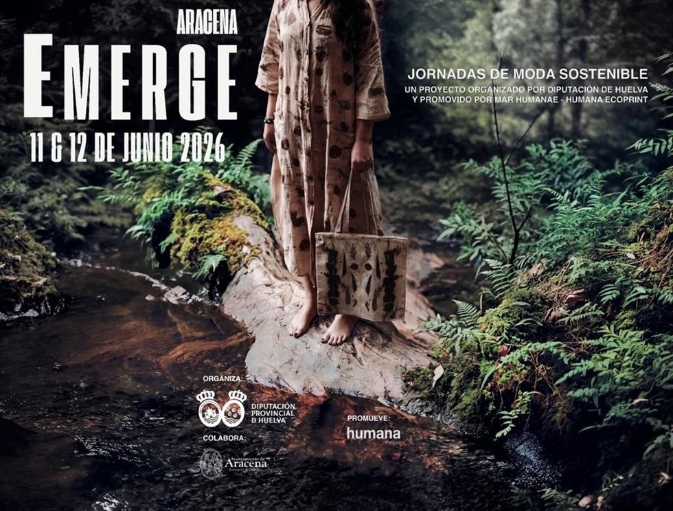 Cartel de las jornadas de moda sostenible Emerge en Aracena (Huelva).