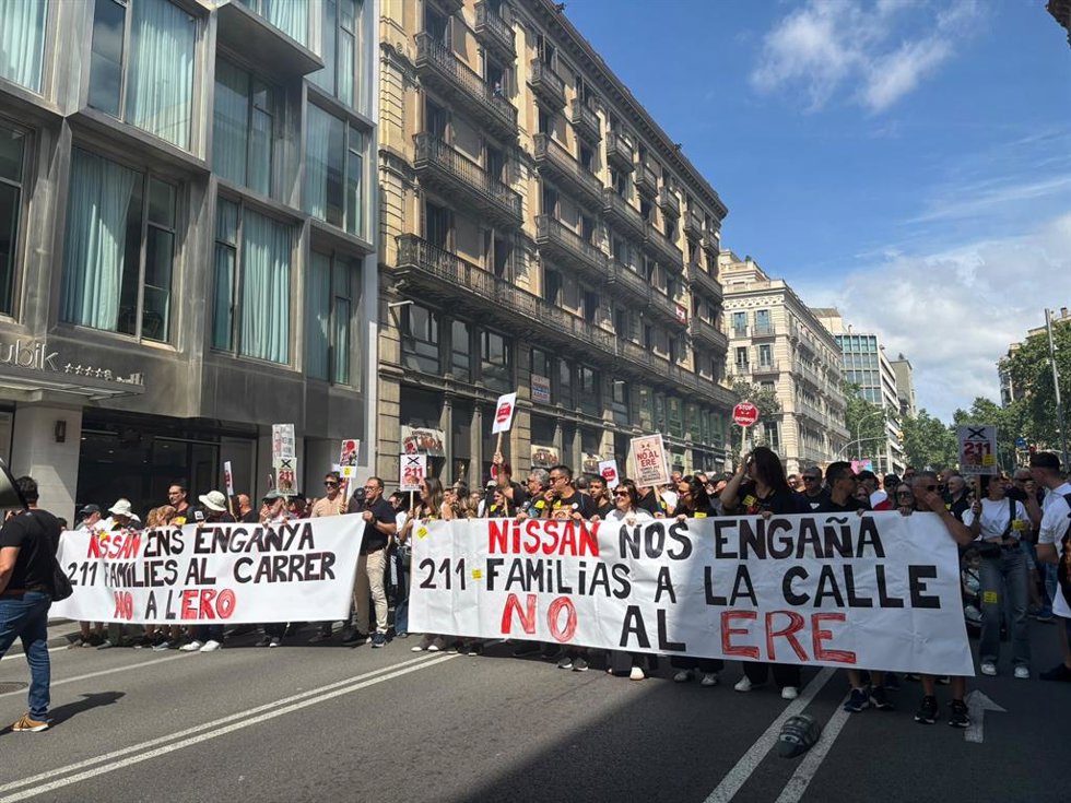 Manifestación de trabajadores de Nissan en Barcelona