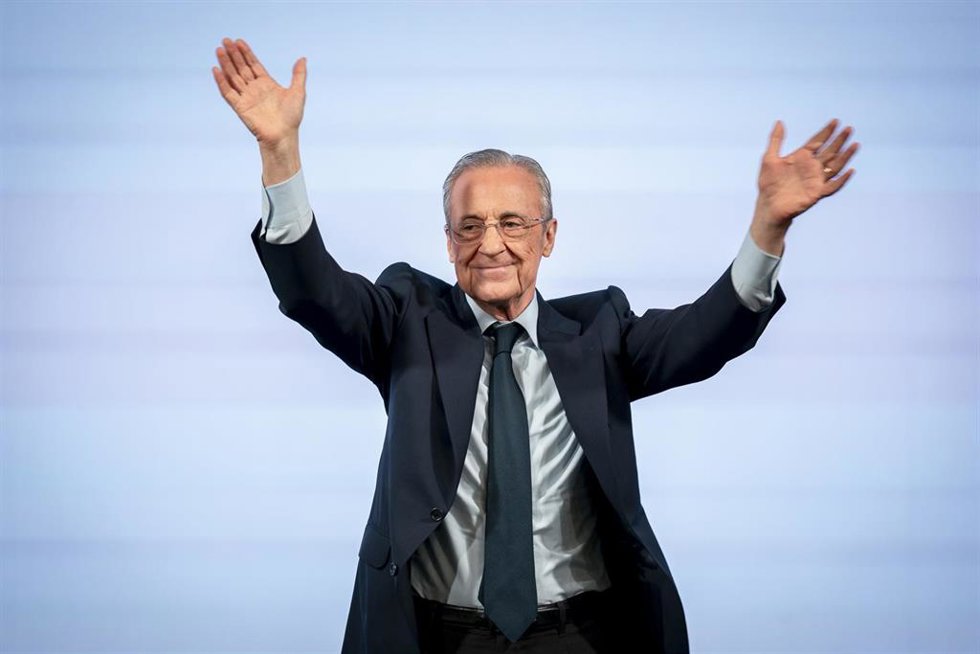 El presidente del Real Madrid, Florentino Pérez, en un acto de campaña. 
