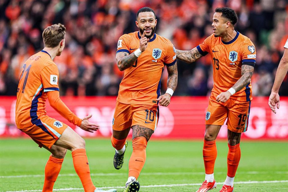 Archivo - Memphis Depay celebra un gol con la selección de los Países Bajos