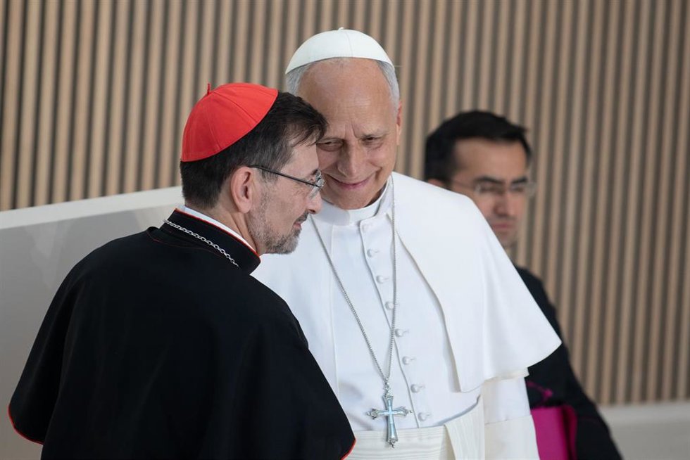 El Papa León XIV y el arzobispo de Madrid, José Cobo.