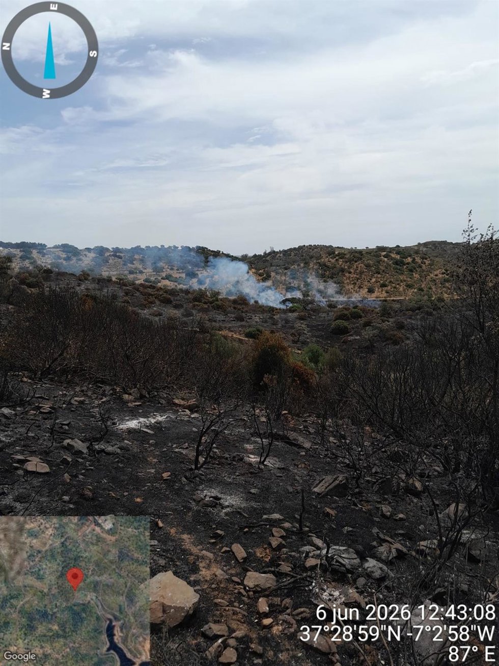 Imagen del Infoca en el incendio forestal de Alosno (Huelva).