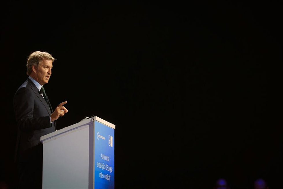 El presidente del PP, Alberto Núñez Feijóo, durante la 41 Reunió Cercle d'Economia, en el Palau de Congressos de Catalunya, a 2 de junio de 2026, en Barcelona, Catalunya (España).
