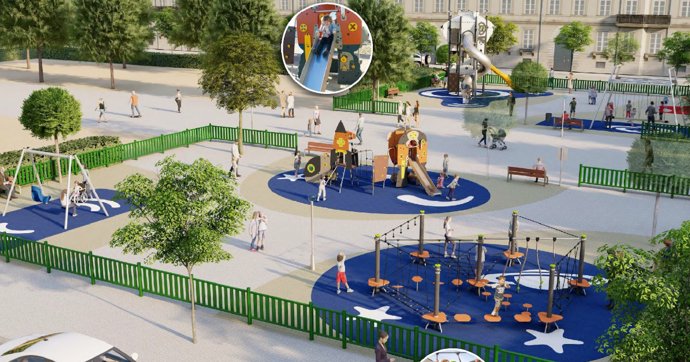 Imagen de la gran zona infantil de la Avenida Federico García Lorca, en Granada. 
