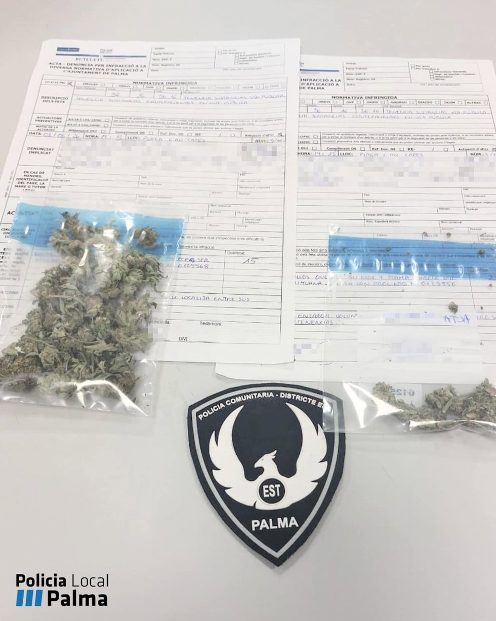 Requisan 17 dosis de marihuana a dos hombres en Son Gotleu.