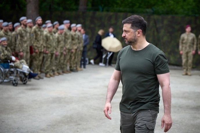 May 27, 2026, Ukraine, Ukraine, Ukraine: Ukrainian President Volodymyr Zelensky congratulates Ukrainian special forces on the 10th anniversary of their founding, in Kyiv, Ukraine, May 27, 2026, praising their role in military operations and defending the 