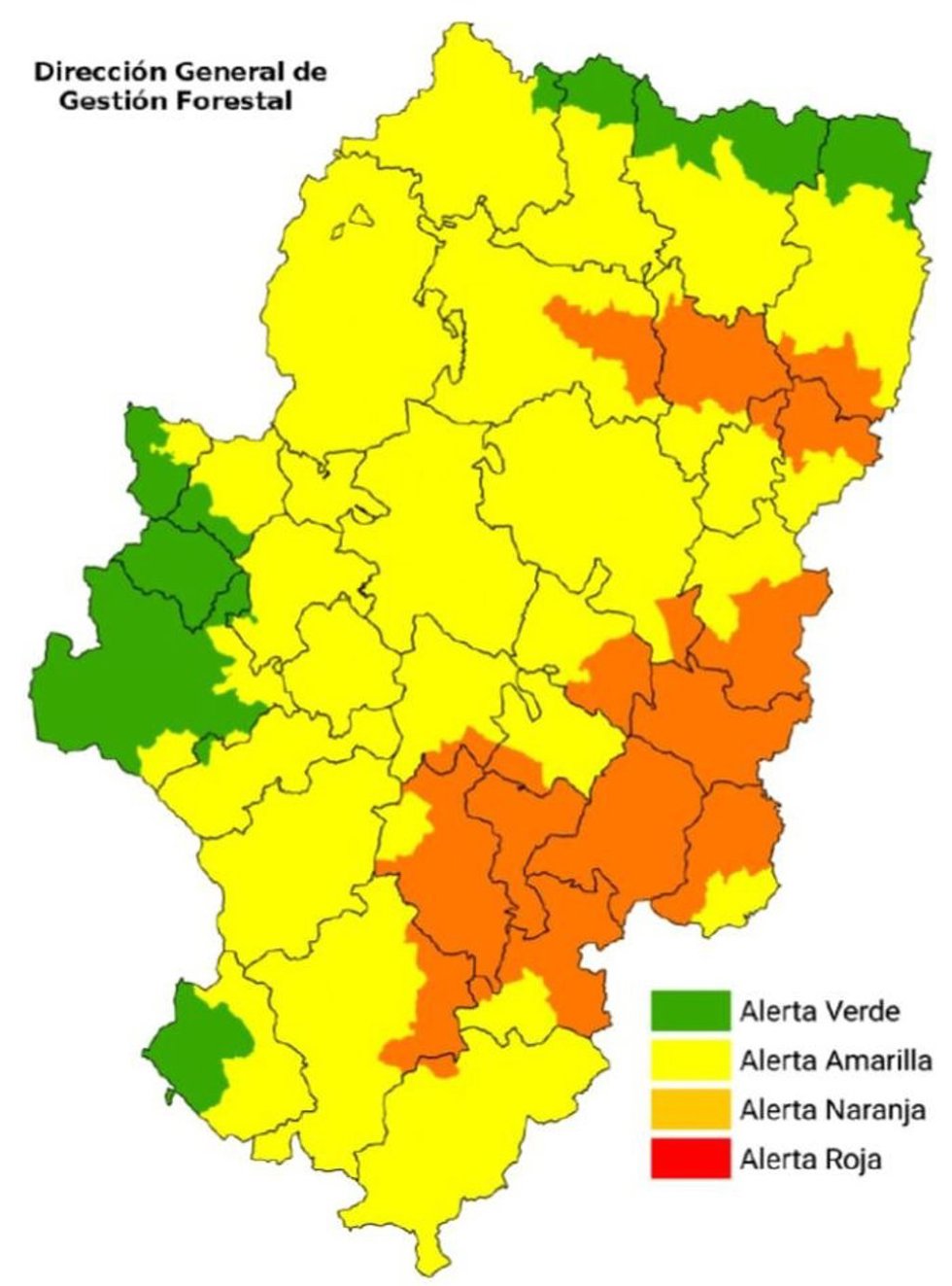 Infografía del nivel de alerta de peligro de incendios forestales publicado a 7 de junio de 2026.