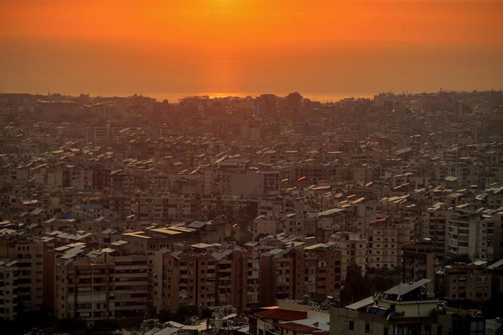 Imagen de un atardecer en el sur de Beirut 